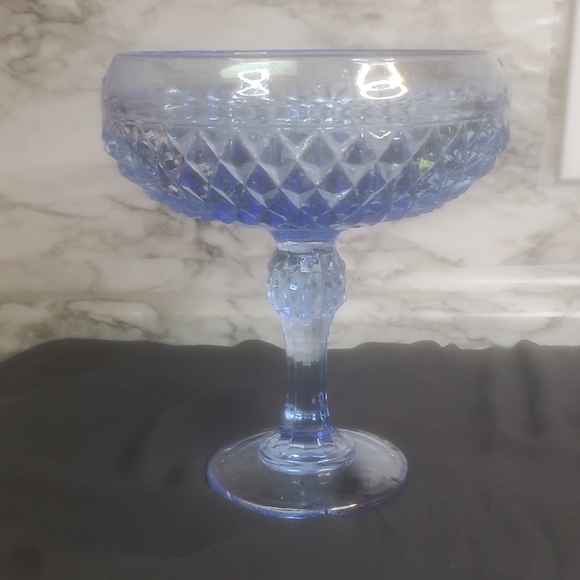 * Indiana Glass Diamond Point compote bowl in regal blue Candy Dish - Picture 5 of 5